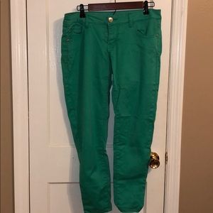 Green skinny jeans
